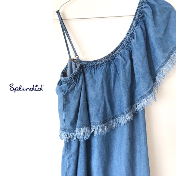 Splendid ‘Indigo’ One Shoulder Denim Dress - Picture 6 of 8